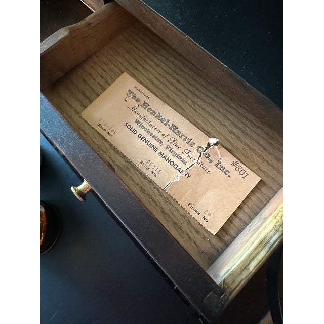 1970s 1970s Henkel Harris Solid Mahogany Wine Cellarette / Bar Cabinet – Original Label For Sale - Image 5 of 8