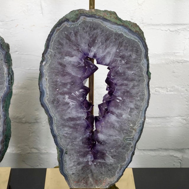 Pair of amethyst geode table lamps For Sale - Image 9 of 11