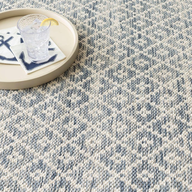 Dash & Albert Dash & Albert by Annie Selke Melange Diamond Blue Woven Cotton Rug, 8' 6" x 11' 6" For Sale - Image 4 of 6