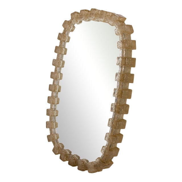 Illuminated Mirror in Amber Acrylic, 1970s For Sale