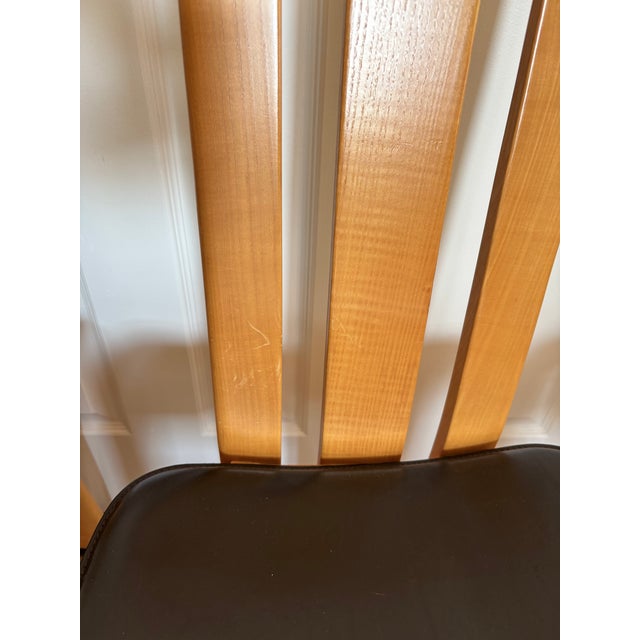 Wood 1980s Vintage Italian Wood and Brown Leather Chairs - In the Style of Pietro Costantini-Set of 4 For Sale - Image 7 of 18