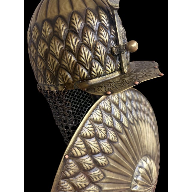 Turkish Brass Leaf Motif Helmet Shield Set For Sale In Los Angeles - Image 6 of 15