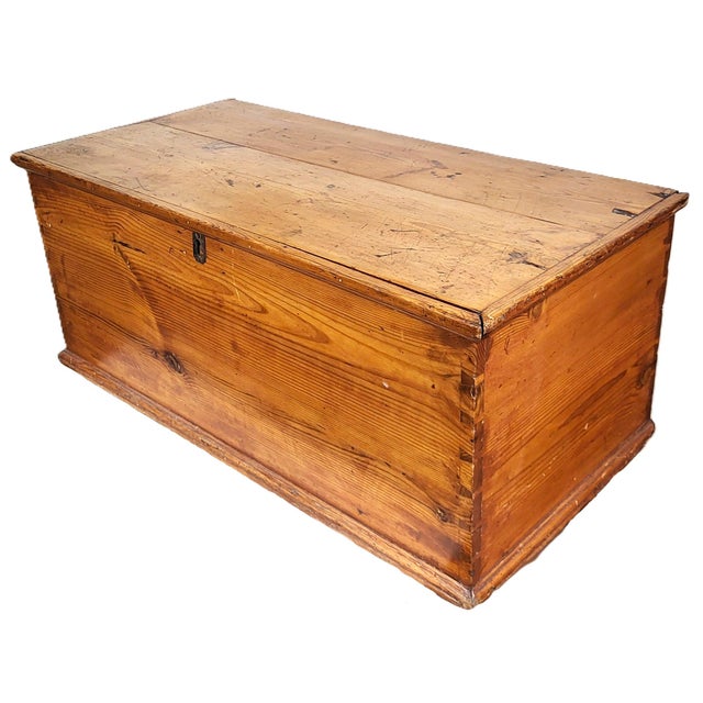 American 19th C American Blanket Chest Trunk Steamer For Sale - Image 3 of 16