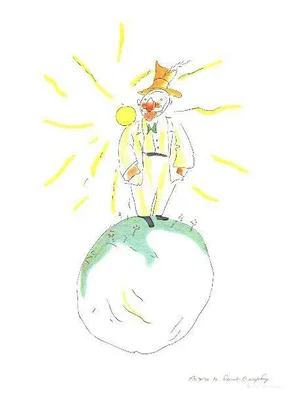 Lithographic Print by Antoine De Saint Exupery "The Conceited Man" From the Little Prince