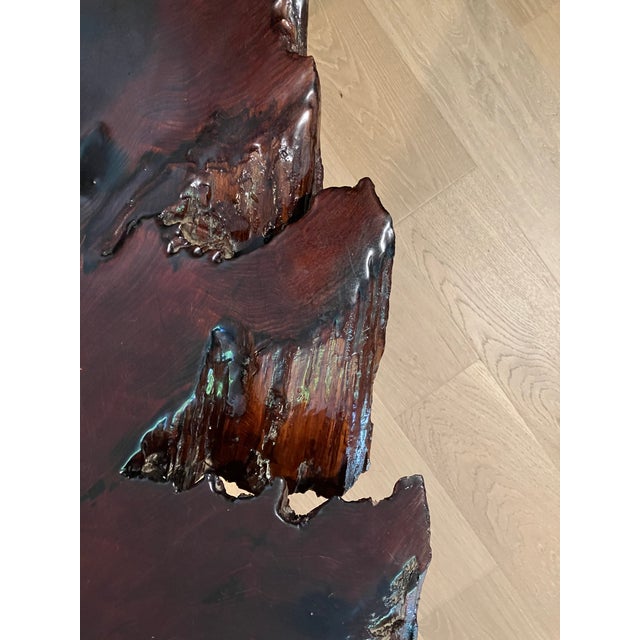 1960s Monumental 3-Inch Old-Growth Redwood Slab Coffee Table For Sale - Image 10 of 12