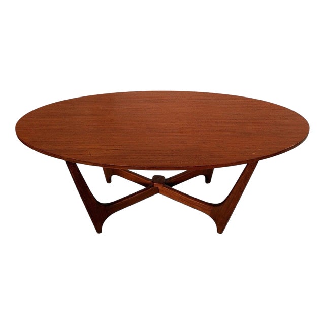Mid-Century Astro-Inspired Oval Teak Coffee Table For Sale