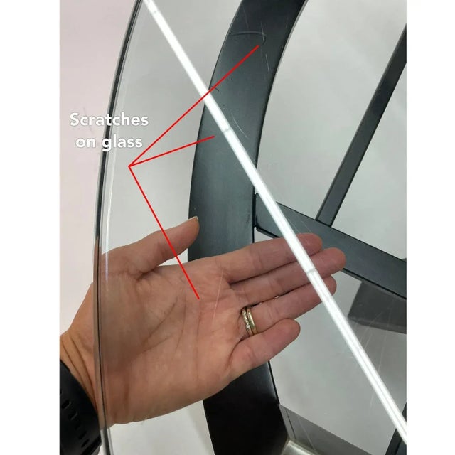 Kaizo Oto Gold Black and Steel Art Deco Inspired Round Glass Top Coffee Table For Sale - Image 9 of 9