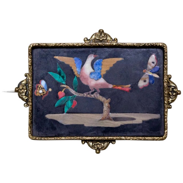 Small Antique Plate with Bird Between Two Butterflies For Sale