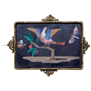 Small Antique Plate with Bird Between Two Butterflies