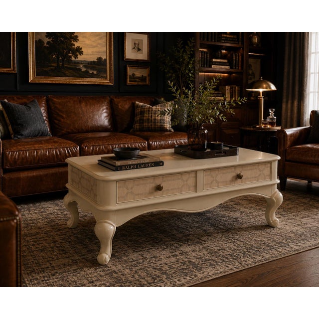 1970s Hand Painted One-of-a-Kind English Traditional Designer Custom Refinished Coffee Table For Sale - Image 5 of 8