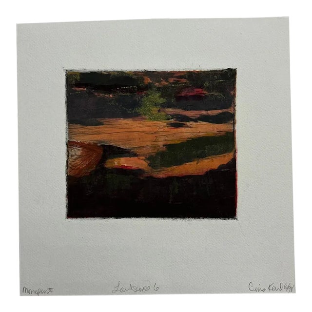 June 1998 Art by Gina Kail Monoprint Scenic Abstract Landscape 6 For Sale
