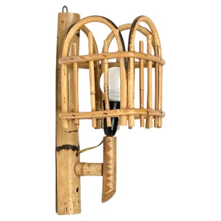 Wall Lamp in Rattan and Bamboo in the style of Louis Sognot, Italy, 1960s For Sale