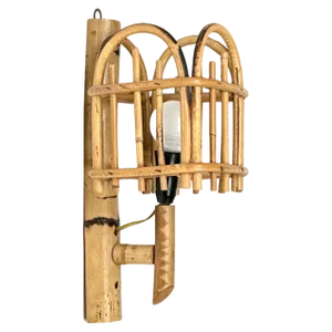 Wall Lamp in Rattan and Bamboo in the style of Louis Sognot, Italy, 1960s