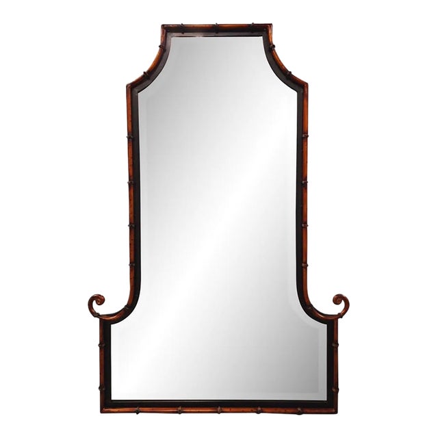 Uttermost Faux Bamboo Pagoda Wall Mirror, Hollywood Regency Chinoiserie For Sale