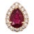 Ruby Pendant W Earth Mined Diamonds in Solid 14k Yellow Gold Pear 7x5mm For Sale