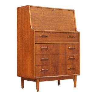 Mid Century Teak Secretary Desk Attributed Jentique Furniture For Sale