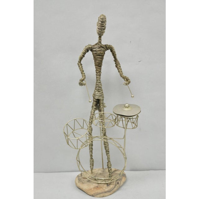 Vintage Mid Century Modern Brutalist Wire Musician Band Figure Sculpture - Set of 2 For Sale - Image 4 of 17
