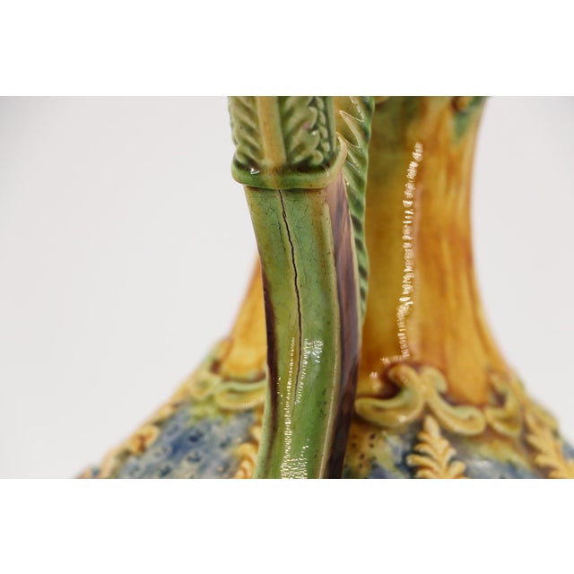 Antique Portuguese Palissy Ware Jug Depicting Fishermen in Boats, Earthenware For Sale - Image 13 of 18