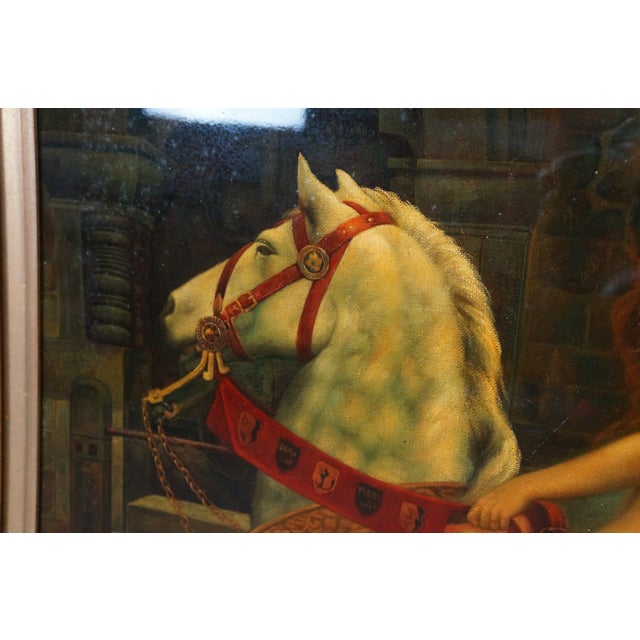 Late 20th Century Lady Godiva Painting After John Collier Painting Medieval Equestrian Nude Framed For Sale - Image 6 of 12