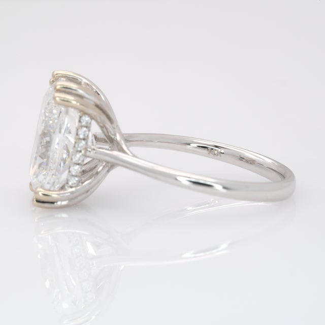 5Ct Lab Diamond Ring With Sapphire Accent and Natural Diamonds Halo in 14k Gold, Size 6.75 For Sale - Image 9 of 9
