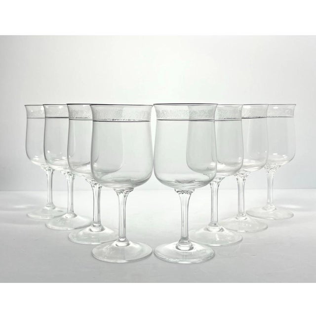 Lenox “Moonspun” Set of 8 Water Glasses 7 1/8” 12oz Signed Good vintage condition. No chips, cracks, or fleabites. Height...