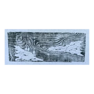 1960s Mid Century Modern Coastal Landscape Woodcut