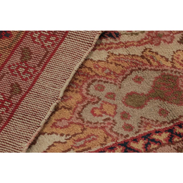 Textile Antique Arts & Crafts Rug in Beige With Pink Floral Patterns, From Rug & Kilim For Sale - Image 7 of 7