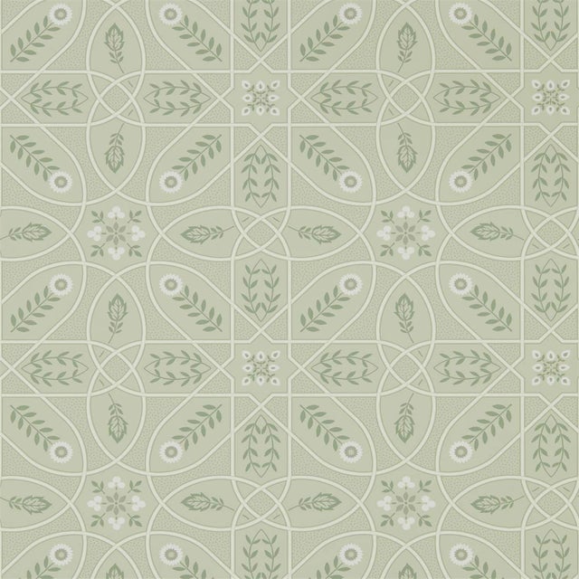 Morris & Co Brophy Trellis Wallpaper in Sage Linen - a Sample For Sale