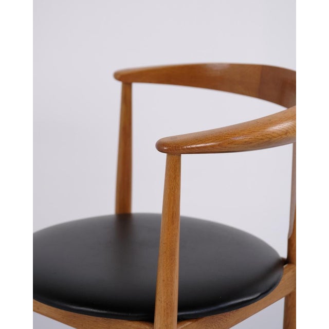 Wood Armchair in Oak and Black Leather by Vilhelm Wohlert, 1960s For Sale - Image 7 of 9