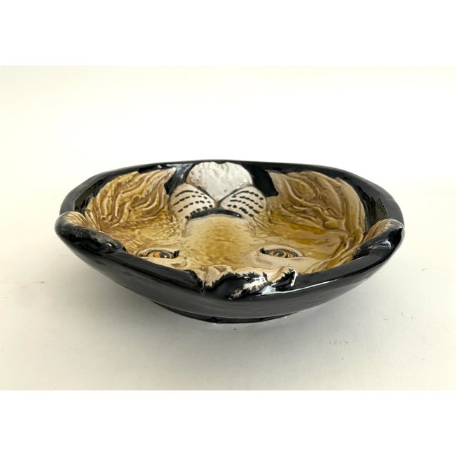 1970s Italian Majolica Lion Dish For Sale - Image 5 of 8