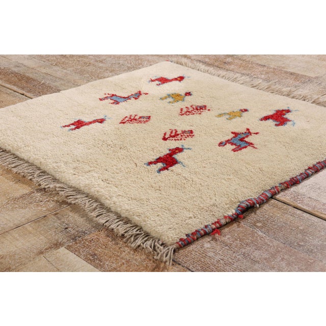 Beige Vintage Persian Gabbeh Rug, 02'05 X 02'02 For Sale - Image 8 of 10