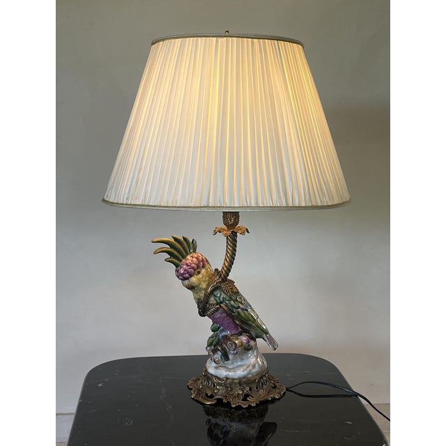 Parrot Lamp in Ceramic and Brass For Sale - Image 5 of 11