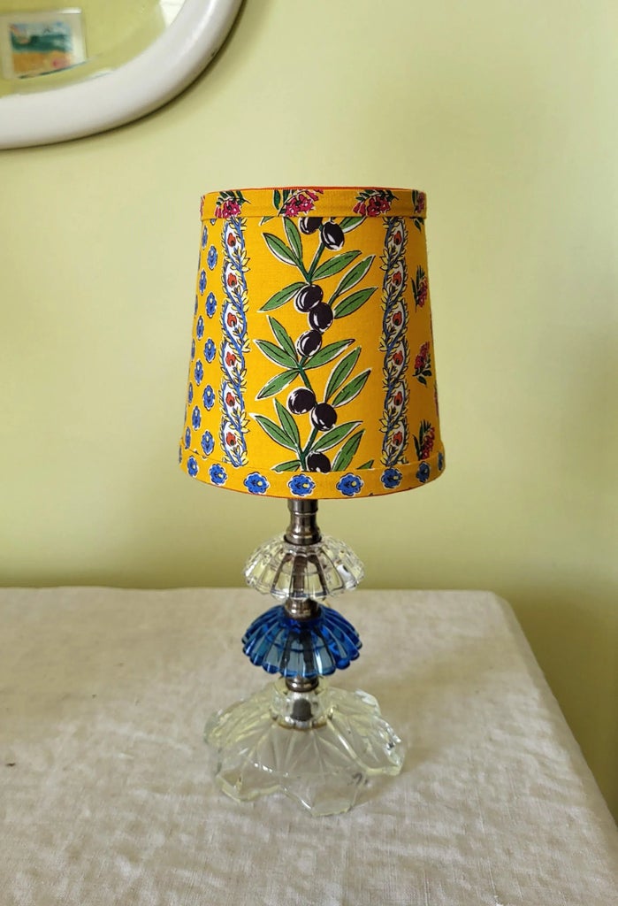 thumbnail image 2 of Handmade Pierre Deux Style Blue Red Avignonet French Country Toile Clip-On Lamp Shade - Cone Shape 2 of 4