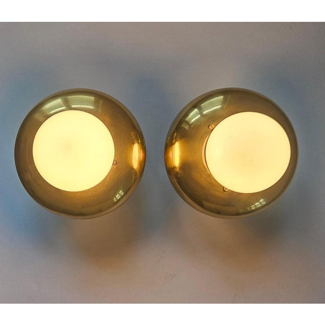 Mid-Century Brass Flush Mounts, Italy, 1970s, Set of 2 For Sale - Image 6 of 14