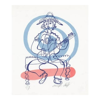1960s Joseph Graff Modern Guitars Player Serigraph For Sale