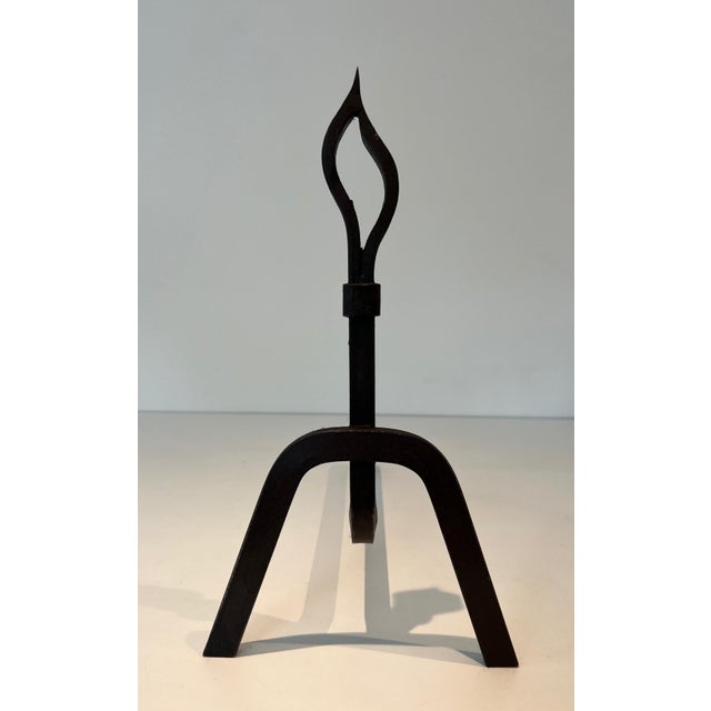 Black 1950s Modernist Wrought Iron Andirons - a Pair For Sale - Image 8 of 12