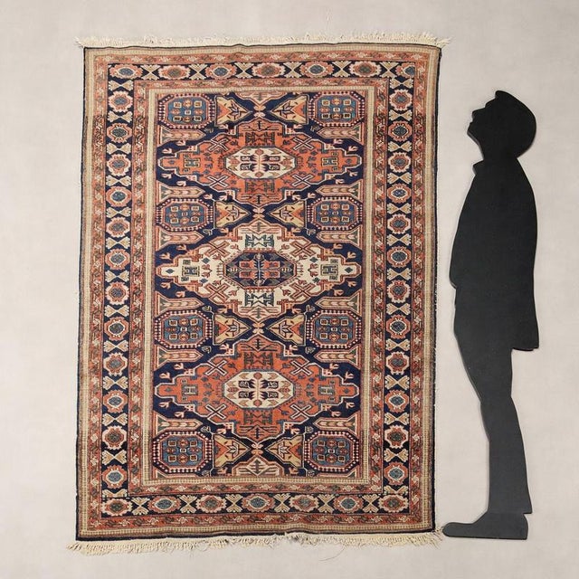 Shirvan wool rug, large knot, hand-made. This piece is attributed to the mentioned designer/maker. It has no attribution...
