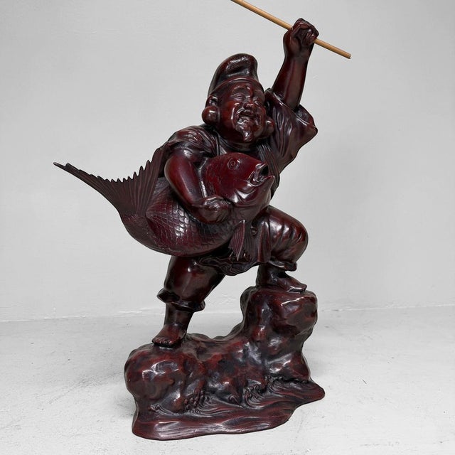 Large Japanese Ebisu Statue, 1950s For Sale - Image 12 of 16