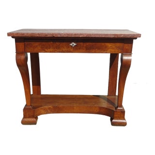Charles X Restoration Console in Walnut and Marble, 1830 For Sale