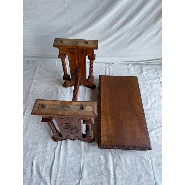 19th Century Italian Renaissance Revival Walnut Console Table For Sale - Image 12 of 13