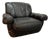 Large Italian Space Age Postmodern Black Leather Lounge Chair with Brass Buttons and Cord Lacing from Busnelli, 1970s For Sale