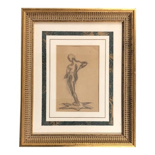 Original Art Deco Period Classical Nude Study Drawing For Sale