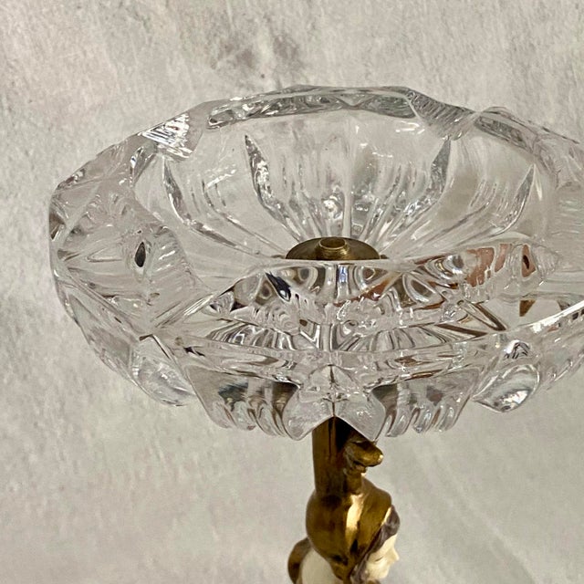 Cast Gilded Age Lady Statue Crystal Ashtray For Sale - Image 9 of 12