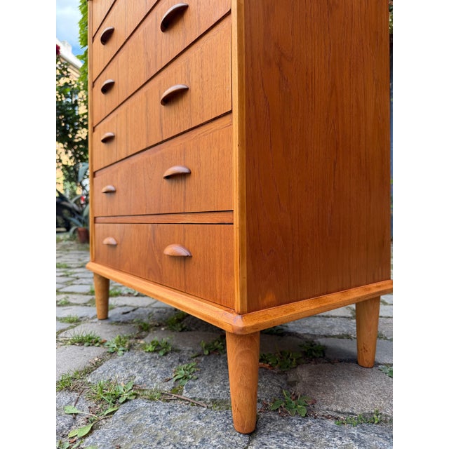 Teak Chest of Drawers with Shell Handles, Denmark For Sale - Image 9 of 11