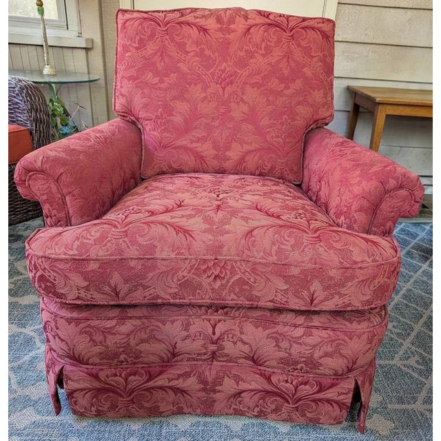Offered is a premium, bench-made traditional swivel rocker armchair handcrafted by elite seating specialist Jessica...