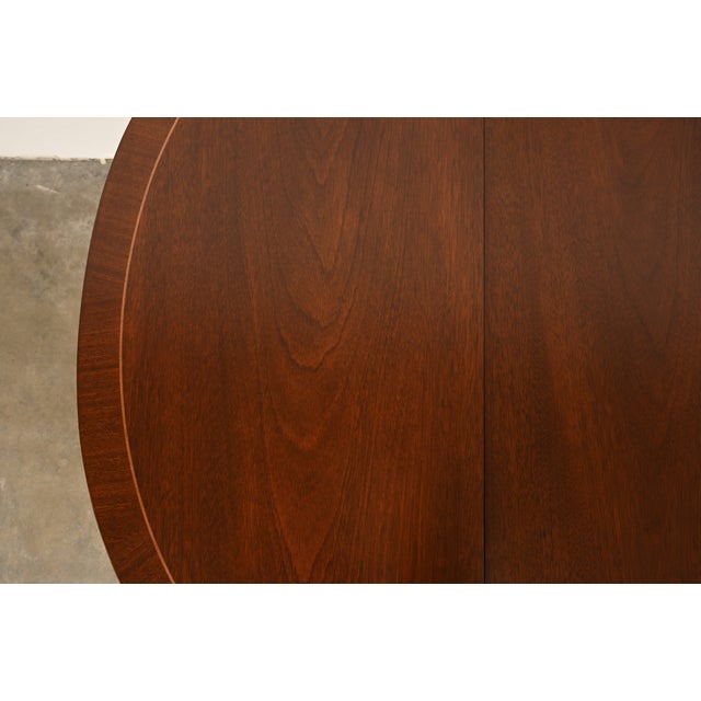 Kindel Furniture Federal Inlaid Mahogany Extension Dining Table, Newly Refinished For Sale - Image 9 of 15