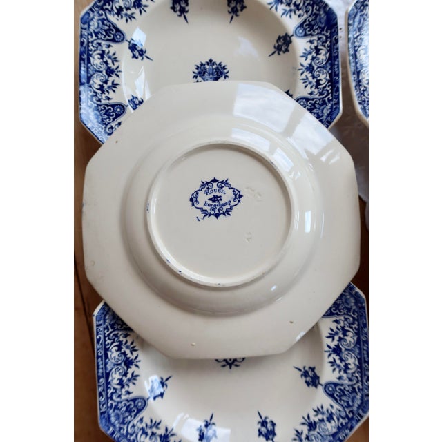 19th Century Ironstone Soup Plates with Rouen Pattern from Longchamp, Set of 6 For Sale - Image 9 of 11