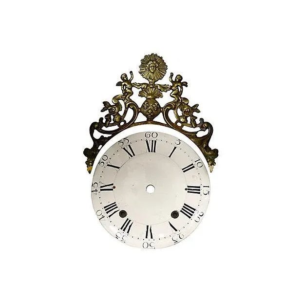 19th Century 19th-C. Enamel & Bronze Clock Face For Sale - Image 5 of 5