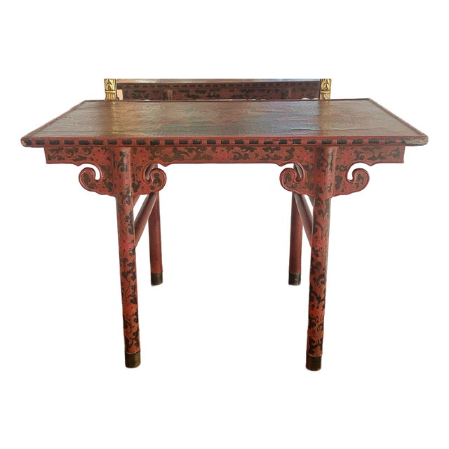 Chinese Red Lacquer Side Table, Drinks Table, 19th C. For Sale