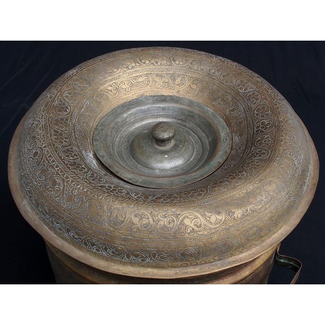 Large Antique Islamic Engraved Brass Bucket, 1920s For Sale - Image 13 of 14